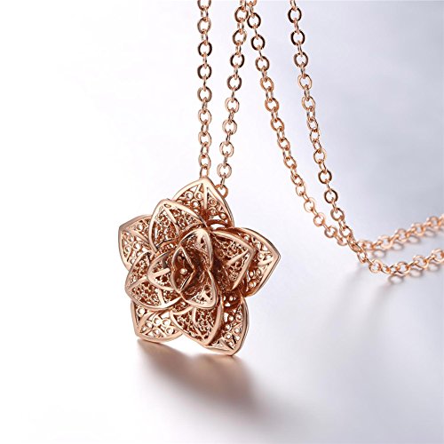 Colar de flores U7 com pingente delicado banhado a ouro amarelo de 55 cm Medium