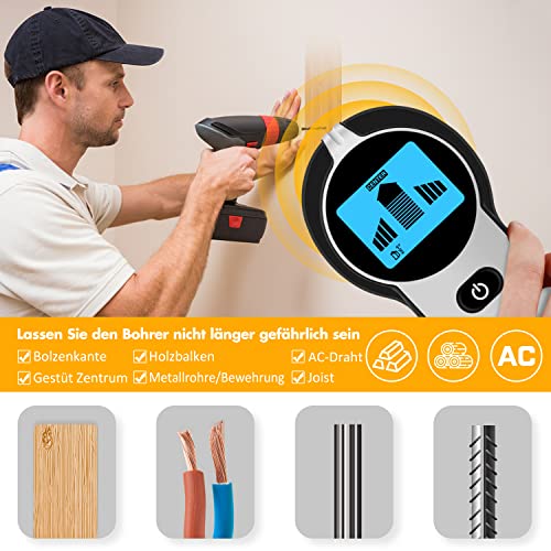 Foto von Ortungsgerät 5 in 1 Multifunktionswand Scanner Leitungssucher mit LCD Anzeige Detektor für Holz, Metall, Stromleitung und AC Spannungs führenden Leitungen