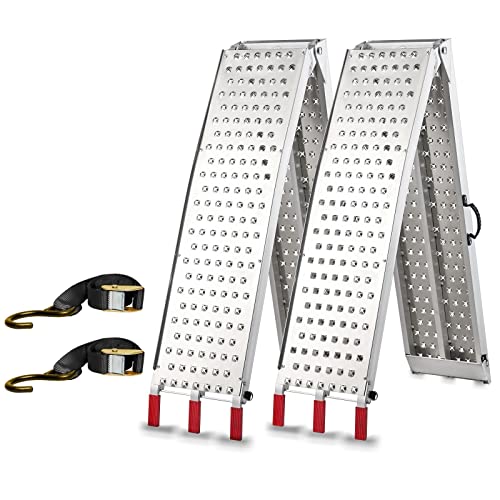 Rampe de Chargement en Aluminiu, gardhom 228 x 28 cm Rampe de Chargement Pliable pour Motos 680 KG Max, Rampes en Portables avec Doigts en Caoutchouc pour camions ATV UTV, 1 Paire