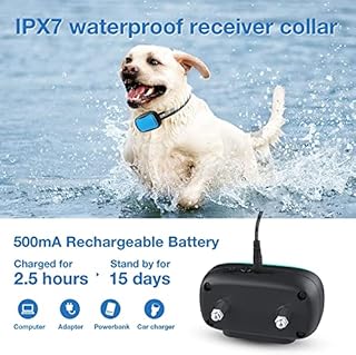 Fiveda Invisible Dog Fence System - 1 Transmitter & 2 Waterproof Collars, 720ft/220m Wire, Custom Boundary up to 0.75 Acre/3035㎡, Tone + Static Stimulation for Dogs 9-110 lbs