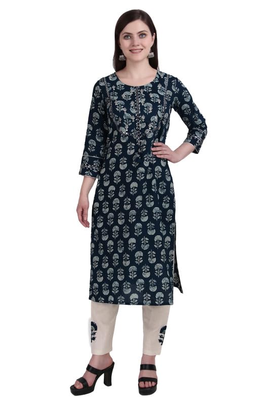 Kurta femme en pur coton de Jaipur avec broderies artisanales élégantes