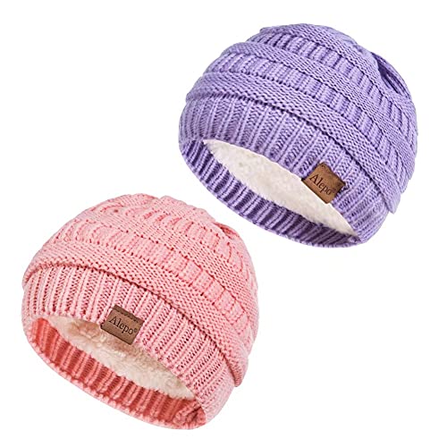 Image of Alepo 3 Pack Baby Beanie Hats for Girls Boys, Soft Warm Fleece Lined Baby Winter Hat for Newborn Infant Toddler Kids, Cute Cozy Knitted Beanie Cap for Cold Weather-10