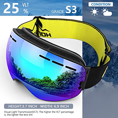HONGDAK Ski Goggles Snow Snowboard Snowmobile Men Women Youth Kids Anti Fog Winter Sports Snowboarding Skiing Goggles