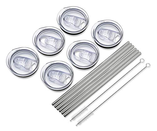 6 Skinny Tumbler 6 Pack - 20 oz Stainless Steel Insulated Reusable Tumbler with Lids and Straws Plus Cleaning Brush – For Hot and Cold Drinks - Thumbnail 2