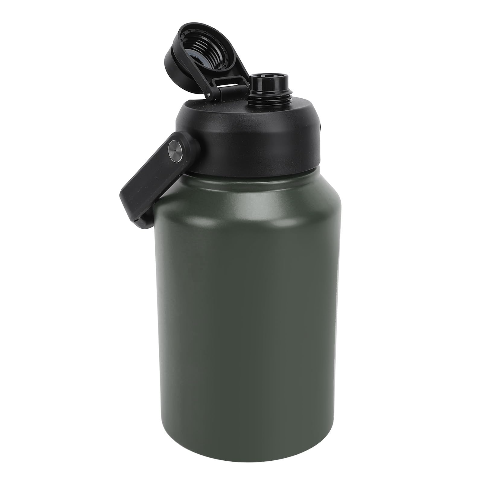 Isolierte 1,9-Liter-Trinkflasche aus Edelstahl mit Doppelwandiger Vakuumisolierung, Strohhalmdeckel und Tragegriff, Auslaufsichere Thermoskanne mit Großer Öffnung für (OD Grün)