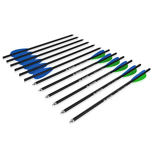Musen 20 Inch Carbon Archery Crossbow Bolts, Crossbow Arrows with Removable Tips, Hunting and Target Practice Crossbow Bolts, 12 Pack Green