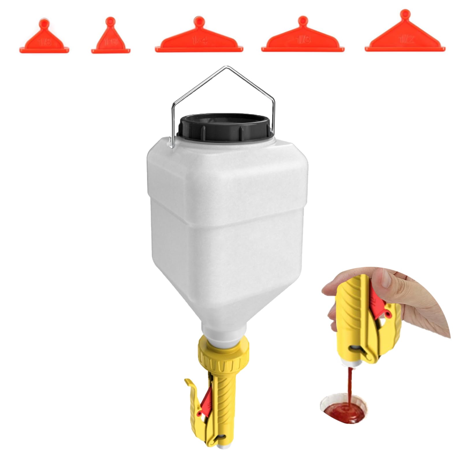 Dispenser di salse da appendere, 5,5 l, quadrato, ricaricabile, dispenser per condimenti