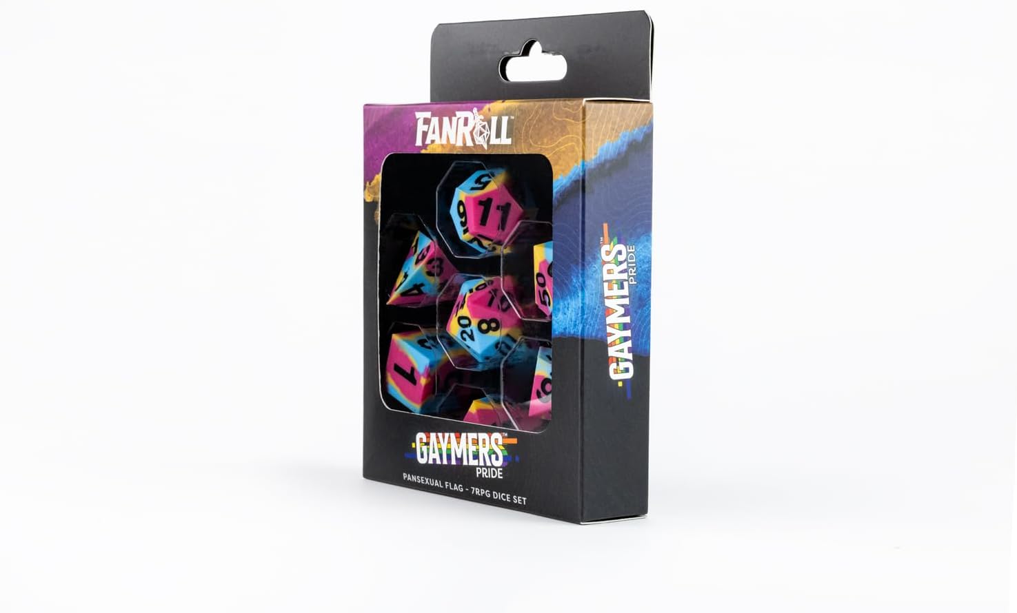 FanRoll 16mm Pride Sharp Edge Silicone Rubber Poly Dice Set: Pansexual