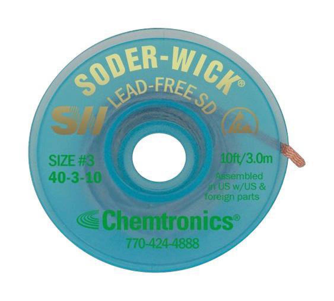 Chemtronics - Treccia dissaldante senza piombo, 3 m, larghezza 2 mm