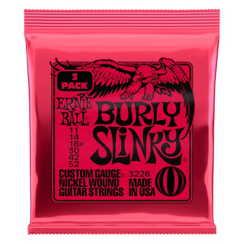 Image of Ernie Ball Burly Slinky Nickel Wound Electric Guitar Strings 3-pack, 11-52 Gauge (P03226)