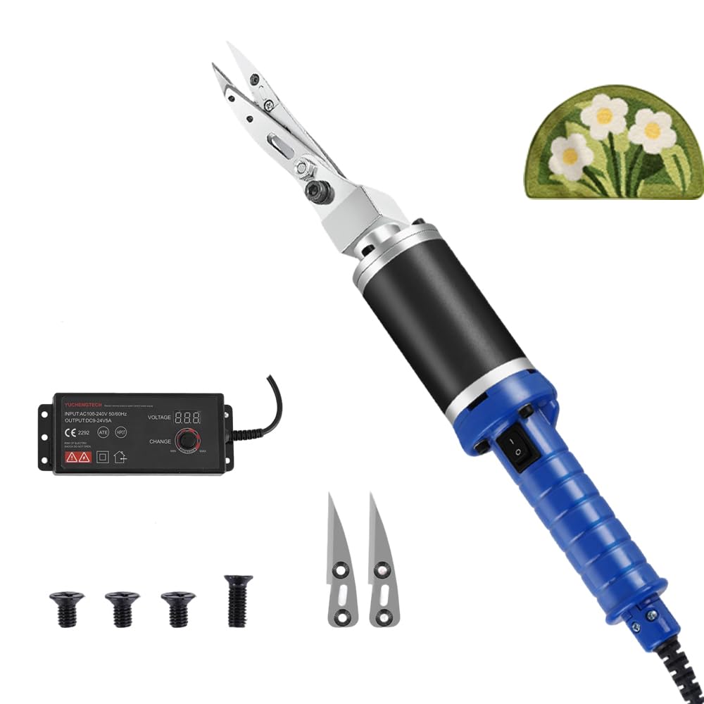 Eoweiot Electric Carpet Trimmer,Tufting Rug Shaver Clippers, Adjustable Speed for Carpet Carving & Craft Trimming