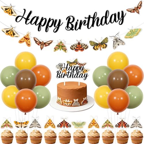 Moth Themed Birthday Party Decorations for Kids Adults Bday Party Supplies