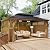 COSIEST 12X16 FT Hardtop Gazebo Rustproof Double Roof Big Size Metal Gazebo with Woodgrain Steel Columns & Netting Curtains Poolside,Deck,BBQ Area (Wooden Look)