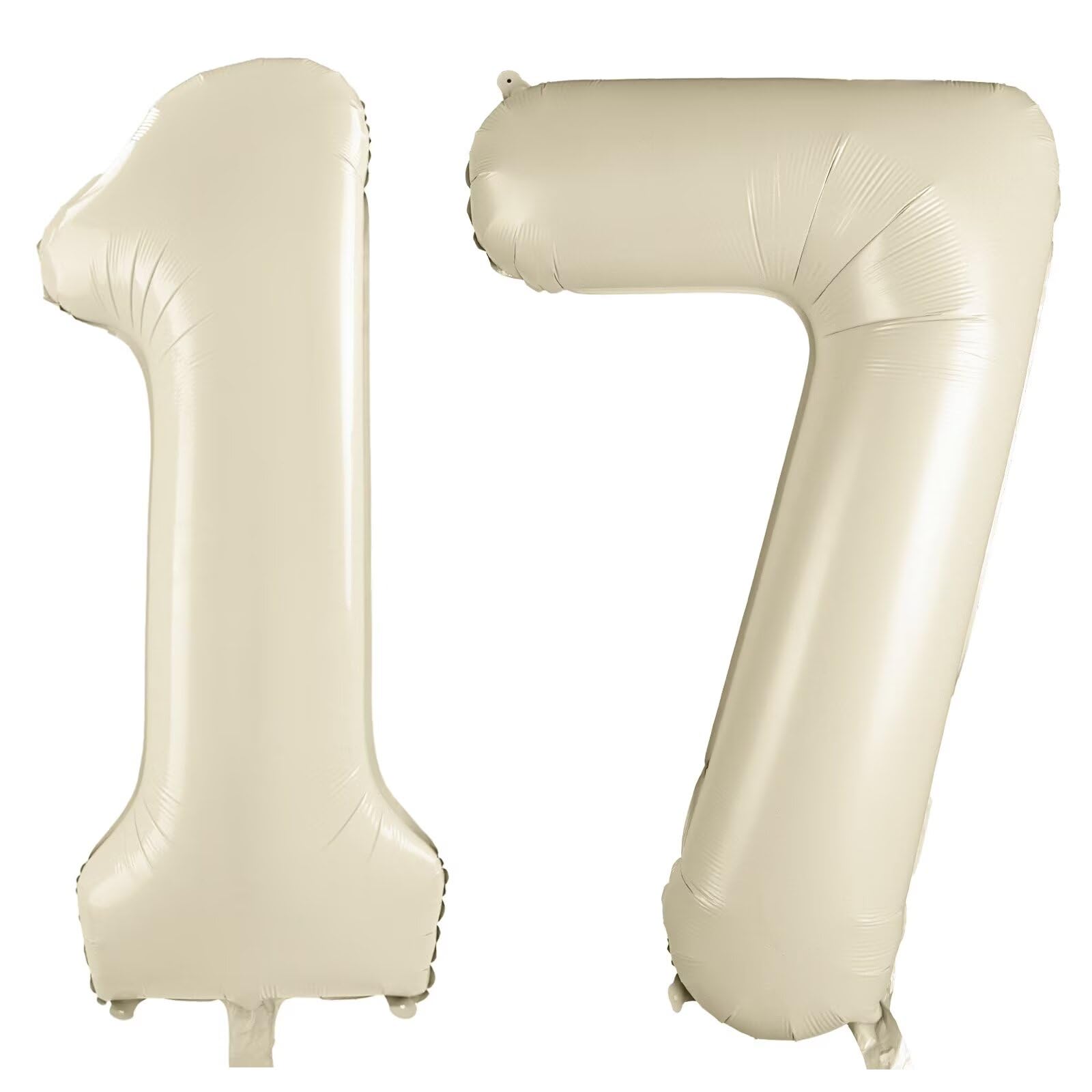 Cream White Number 17 Balloons 40 Inch Large Aluminum Foil Number Balloons โ image 1