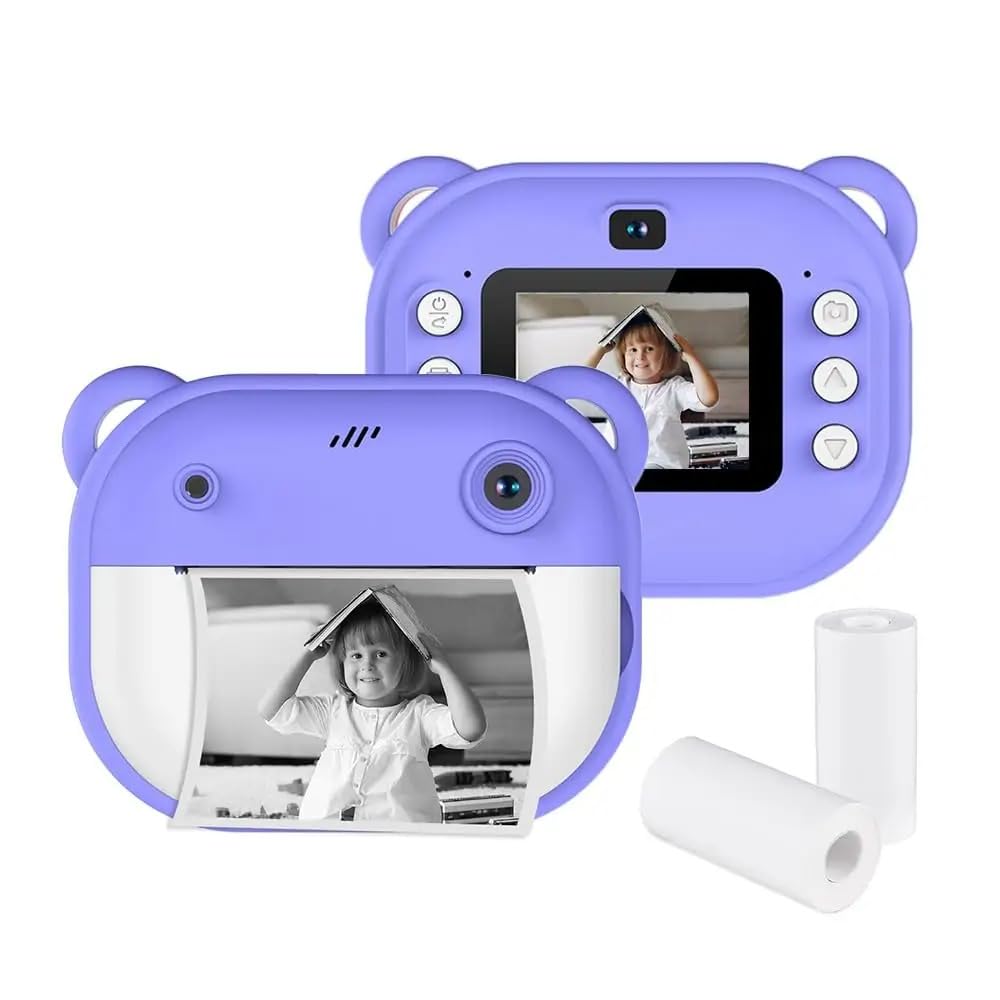 Instant Print Camera for Kids Digital Camera for Kids with Print Paper Photo Printer Camera for Kids 50M Pixel 2.4" Screen MP3 Player Video Recording 32GB Card Supported (Style Girls Purple)-image-7