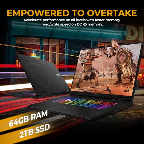 Image of msi Crosshair 18 HX AI 18 inch 240Hz Gaming Laptop, Intel Ultra 9 275HX, NVIDIA RTX 5070 8GB GDDR7, 64GB DDR5 RAM, 3TB Storage (2TB SSD&1TB Docking Station), RGB Backlit Keyboard, Win 11 Pro, Black