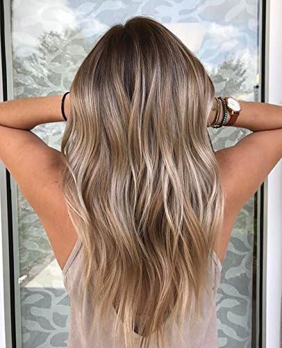 Ugeat 18Inch Clip in Ombre Real Human Hair Extensions Balayage Color Dark Brown Fading to Medium Brown Mixed with Blonde Full Head Hair Extensions Silky Straight Real Hair 140Gram 10Pcs