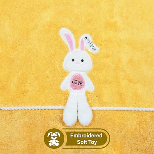 Image of Story@Home Kids Microfiber Bath Towel with Bunny Design | Quick Dry & Soft | 300 GSM | 120 x 70 cm | Lightweight Pool, Beach & Bath Towel for Boys & Girls | Yellow