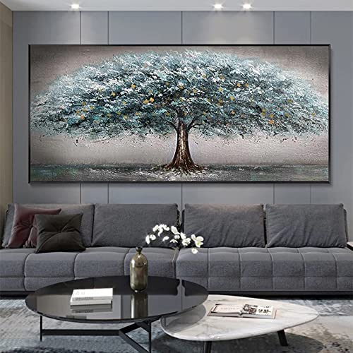 Toile moderne arbre de fortune vert 70x140cm pour habiller un mur vide sans encombrer l'espace