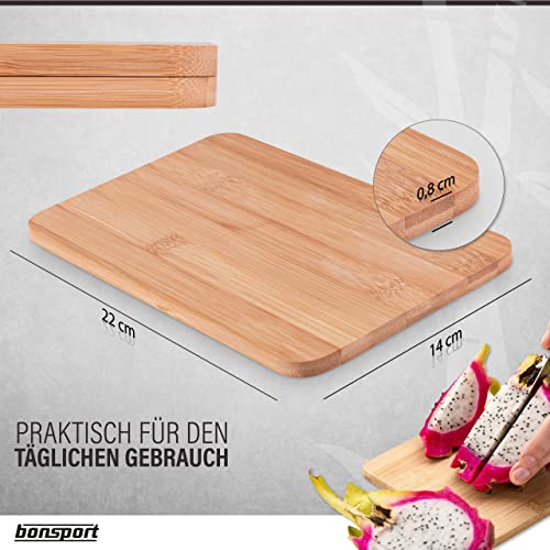 6er Set Frühstücksbrettchen aus Bambus Holz 22x14x0,8cm - Ideal für Frühstück, Brotzeit und kleine Mahlzeiten - Holzbrettchen Brettchen Frühstücksbrett Holzbrett 3