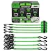 SmartStraps 145 Green 14' 1,500 lbs Capacity Padded Ratchet Tie Down, (Pack of 4)