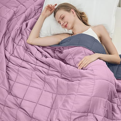 Weighted Blanket for Adults 20lbs, 48"x72", Twin Full Size Cooling Heavy Throw Blanket for 130-220lbs, Microfiber Soft Thick Big Blankets Weighted Comforter Gift for Sleeping, Pink Grey