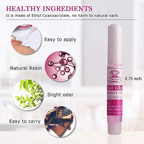 Makartt Super Strong Nail Glue 0.07Oz 10Pcs Nail Tips Glue Bundle With Press On Nails Kit, Ultra Long Acrylic Nail Tips Glue On Nails Nude Pink Coffin False Nails Stick On Nails #TOP2