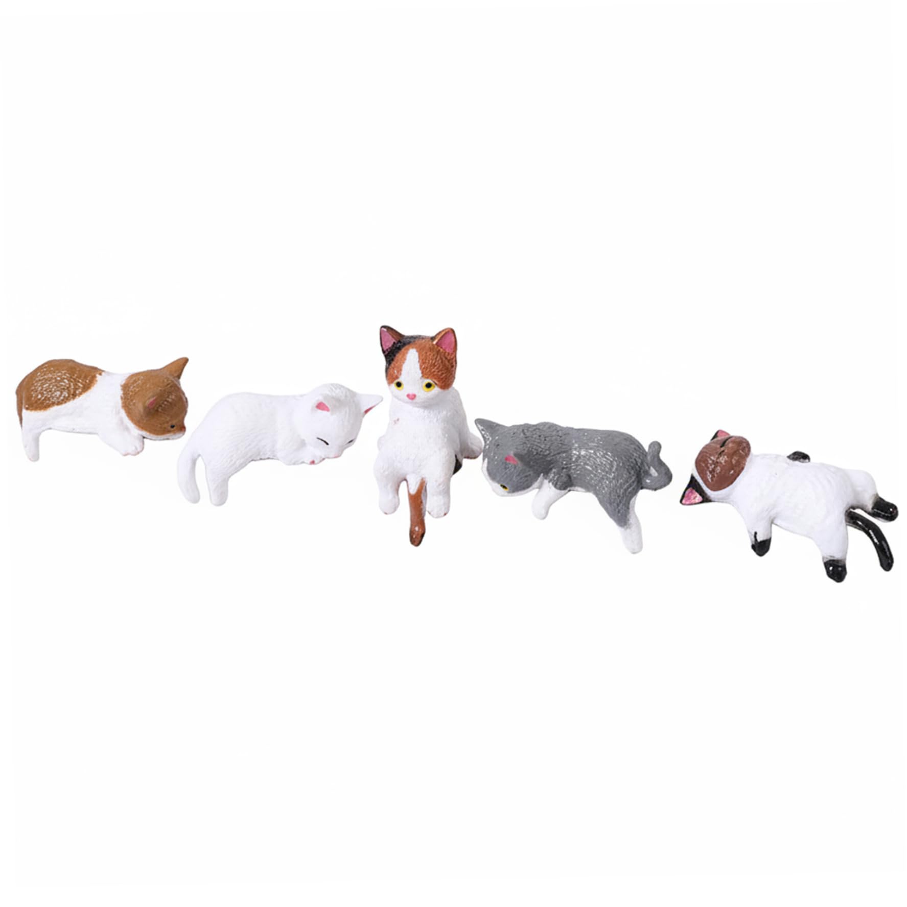 Elyebxj 5PCS Mini Cat Figurines, Cute Resin Cat Computer Monitor Decor, Car Dashboard Accessories for Home Office Screens Desks, Desk Accessories