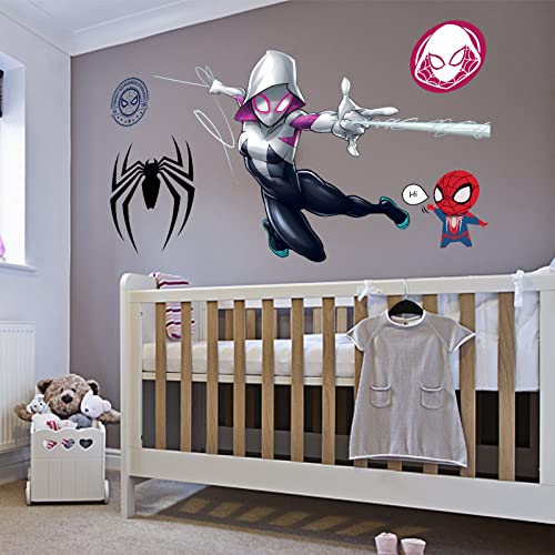 Spider-Gwen Assemble Wall Decal Self-Adhesive Marvel Comics Wall Stickers 3D Vinyl Diy Assemble Wall Decals For Home Playroom Nursery Kids Room Home Wall Decor(15.7 X 23.6 In) #TOP3