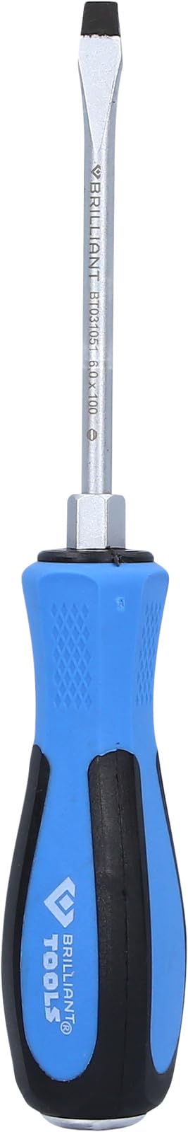 BRILLIANT TOOLS BT031051 Flat Screwdriver with Impact Protection Cap, 6 x 100 mm [Powered by KS TOOLS]
