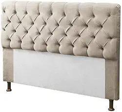Cabeceira para Cama Box King 195cm Mirage c/Capitonê Suede Bege - Dl Decor