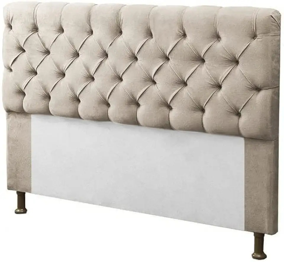 Cabeceira para Cama Box King 195cm Mirage c/Capitonê Suede Bege - Dl Decor