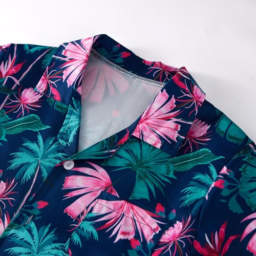 Image of Weixinbuy Boys Summer Outfits Short Sleeve Hawaiian Shirt and Shorts Vacation Set for Kids Summer Clothes Set