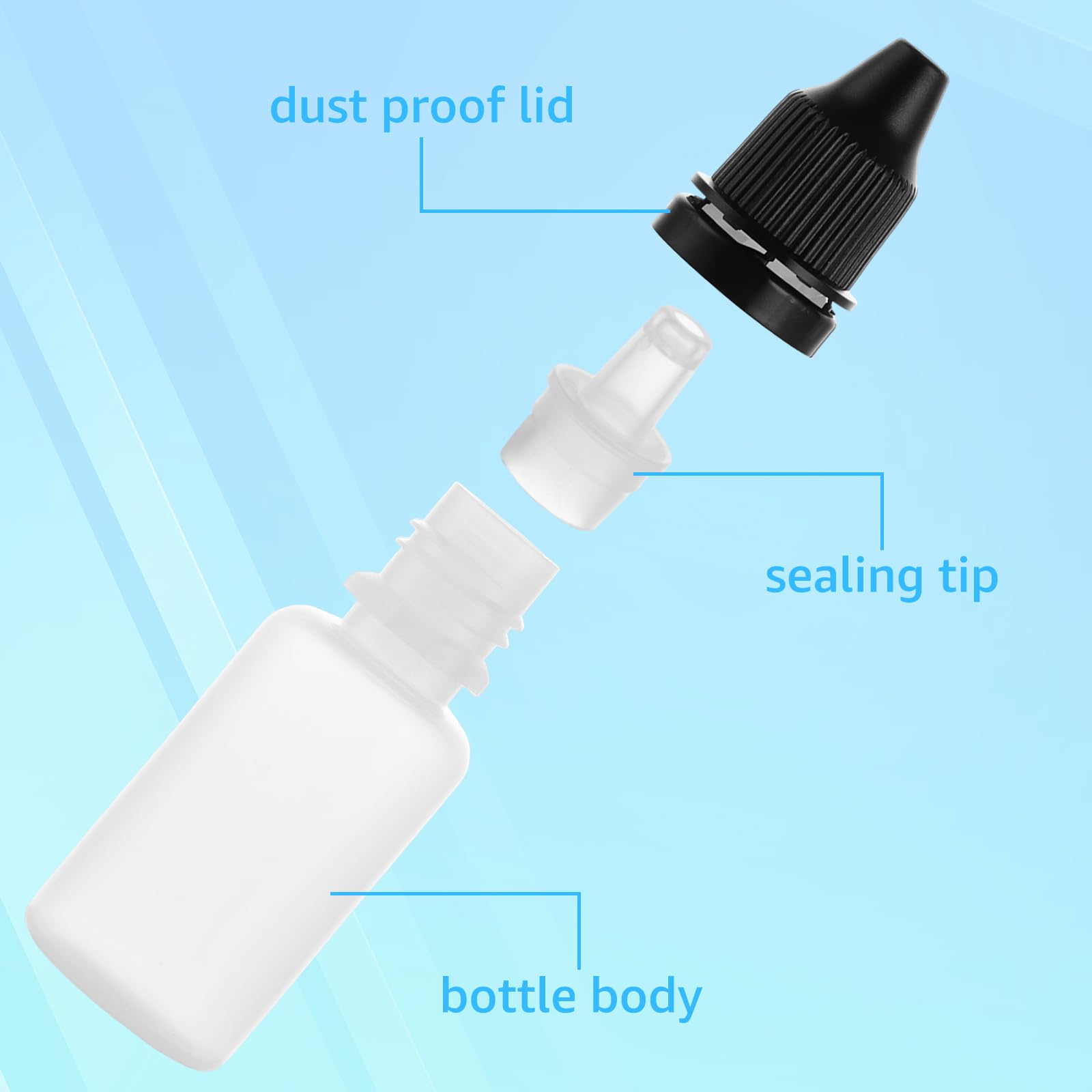 Flacon Compte-Gouttes 10ml - 200 Pièces, Fiole 10ml Souple et Étanche avec Bouchon à Goutte, pour Huiles Essentielles, Cosmétiques et Réactifs