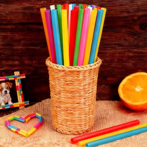 100 pitillos plásticos flexibles de colores 19 cm miniatura 6