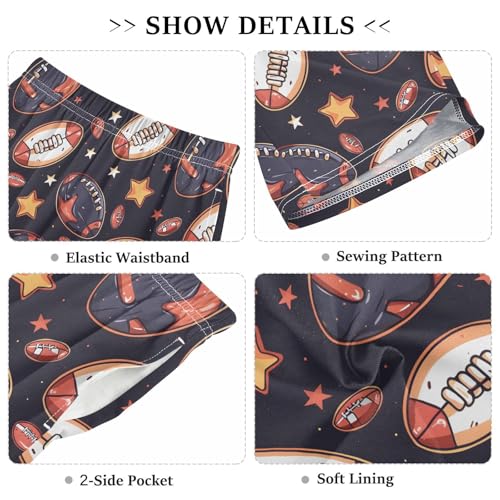 ALAZA Rugby Star Ball American Football Pajama Shorts Elastic Waist Casual Sleep Shorts with Pockets Size 6-143