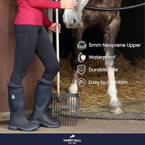 Harry Hall Mud Boot Neoprene Wellington - Waterproof & Insulated - Easy Clean Chunky Sole - Flexible & Comfortable - Ladies True to Size Fit - Navy Blue - 6 - Image 2
