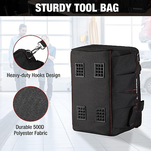 WORKPRO W081020A gereedschapstas met brede opening, gesloten bovenkant, zwart, 12 inch - Afbeelding 5