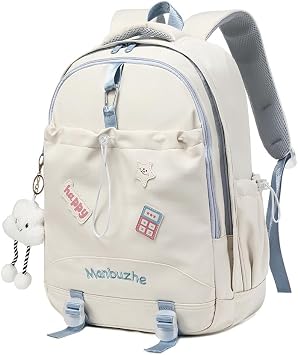 Kawaii Backpack Cute Daypack y2k Grunge Women Aesthetic Bookbag Daily Harajuku Backpack Trendy Chic Shoulder Bag White