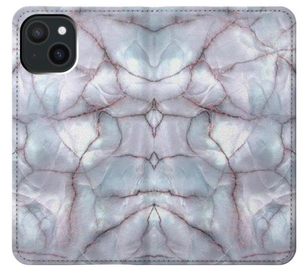Housse cuir iPhone 15 chic à imprimé graphique marbre bleu texturé - 3
