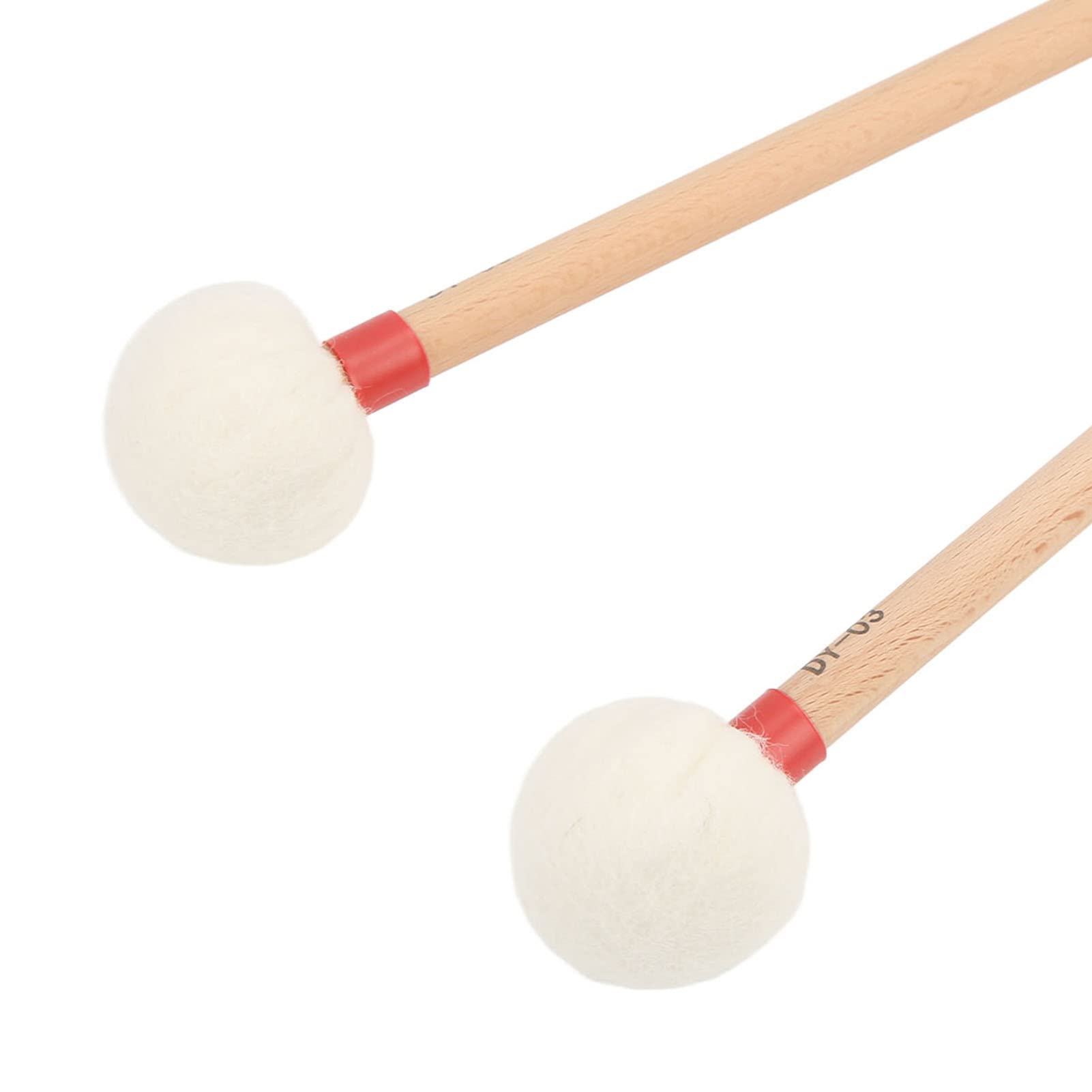 2 Stück Trommelschlägel Filzschlägel Sticks Ahorngriff Holzschlägel Percussion Sticks für Bassdrums Pauken Snaredrums(rot)