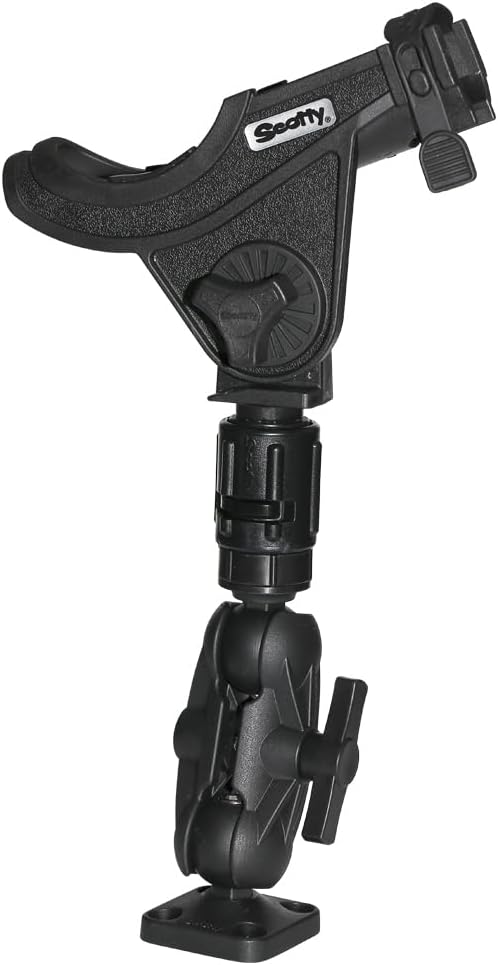 Scotty 0162 1.5" Ball Mount with Gear Head Post and 241 Side Deck Mount, Black