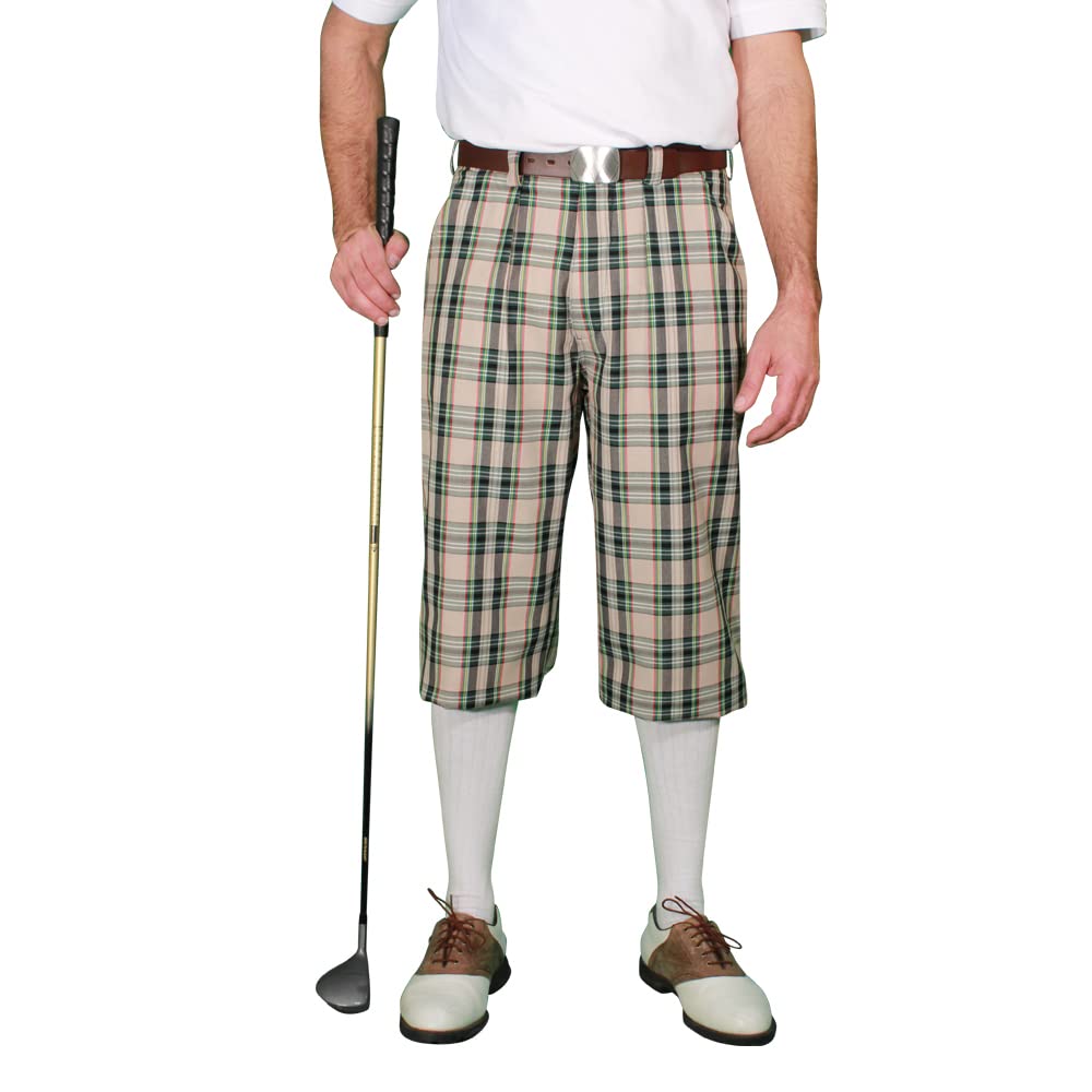 Golf Knickers Plaid Mens 'Par 5' - Khaki Stewart - 40