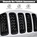 CheroCar for Jeep Patriot Mesh Grille Grill Insert & Headlight Turn Light Cover Trim Exterior Accessories for Jeep Patriot 2011-2016,Black-With Mesh