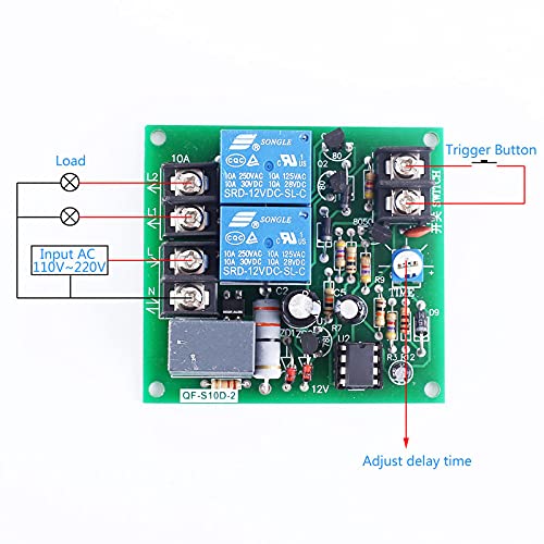 Placa secuencial de encendido de potencia AC 220V 10A, 2 canales, módulo controlador secuencial ajustable hasta 10 segundos miniatura 4