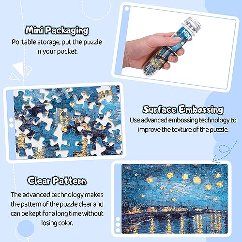 150 piezas Mini Rompecabezas para adultos y niños, 6 x 4 pulgadas, Starry Night y más 3 paquetes miniatura 2