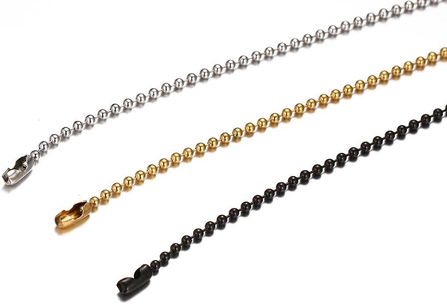VNOX Dog Tag Chain Necklace - Stainless Steel Military Dog Tag Chain for Men Women Bead Ball Necklace 20-30 Inches - Image 4
