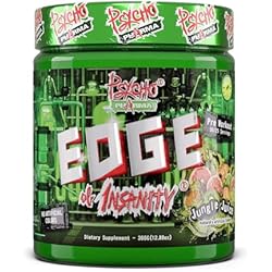 Psycho Pharma Strongest High Stim Preworkout Powder - Edge of Insanity - Most Intense Pre Workout Supplement for Pumps, Strength, Energy and Feel Good Focus. Rivals Famous PWOs of The Past