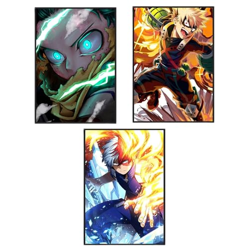 Image of (Aniculture) My Hero Academia Anime Wall Posters, Pack of 3, A3 Size (30x42 cm), 300 GSM, Adhesive Back, Wrinkle-Free MHA Characters Collection pack