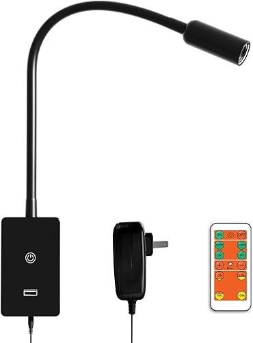 Miniatura 8 de ENUOTEK Luz LED de lectura de cabecera montada en la pared con control remoto inalámbrico, lámpara LED flexible blanca de pared para dormitorio,